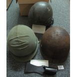 Box of military helmets believed from the Falklands war 1982,