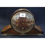 Mid Century oak three train drum head mantel clock with Arabic face. (B.P. 24% incl.