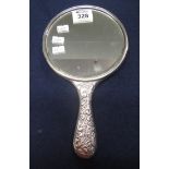 Victorian silver repousse dressing table ladies hand mirror, Birmingham hallmarks. (B.P. 24% incl.