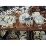 Two trays of Wedgwood and similar teaware with hand painted floral sprays. (2) (B.P. 24% incl.