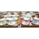 Two trays of various floral cabinet cups and saucers, continental, Wedgwood etc. (2) (B.P. 24% incl.