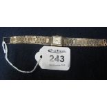 9ct gold Rolex bracelet wristwatch, having square face with baton and Arabic numerals,
