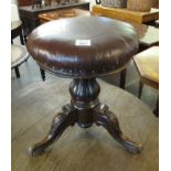 Victorian stained and carved tripod piano stool. (B.P. 24% incl.