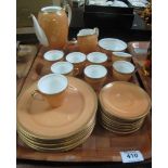 27 piece Royal Doulton coffee set on an orange and gilded ground. (B.P. 24% incl.