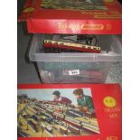 Box of assorted Tri-ang Hornby rolling stock,