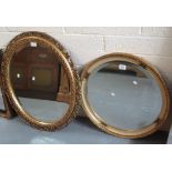 Two modern bevel plate gilt framed mirrors of circular and oval form. (2) (B.P. 24% incl.