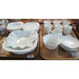 Two trays of Shelley fine bone china white fluted teaware. (B.P. 24% incl.