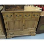 Pine sideboard having four drawers above blind panelled doors on bracket feet. (B.P. 24% incl.