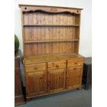 Modern pine rack back two stage dresser. (B.P. 24% incl.