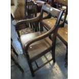19th Century oak bar back farmhouse kitchen open armchair. (B.P. 24% incl.