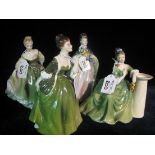 Four Royal Doulton bone china figurines to include; 'Premier' HN2343, 'Fleur' HN2368,