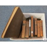 Box of assorted antiquarian books, Welsh language and others, including; 'Leland's Itinerary',
