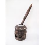 An old tribal African wood carved mortar and pestle. Used to ground coffee, early 20th century,