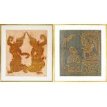 A pair of Thai prints 60X54cm (2)