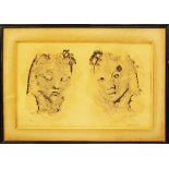 Leonor Fini (French 1907-1996) lithograph, two faces, signed and numbered 70/220, framed and