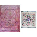 Two embroidered covers probably Anatolian, 117X84cm and 66X60cm (2)