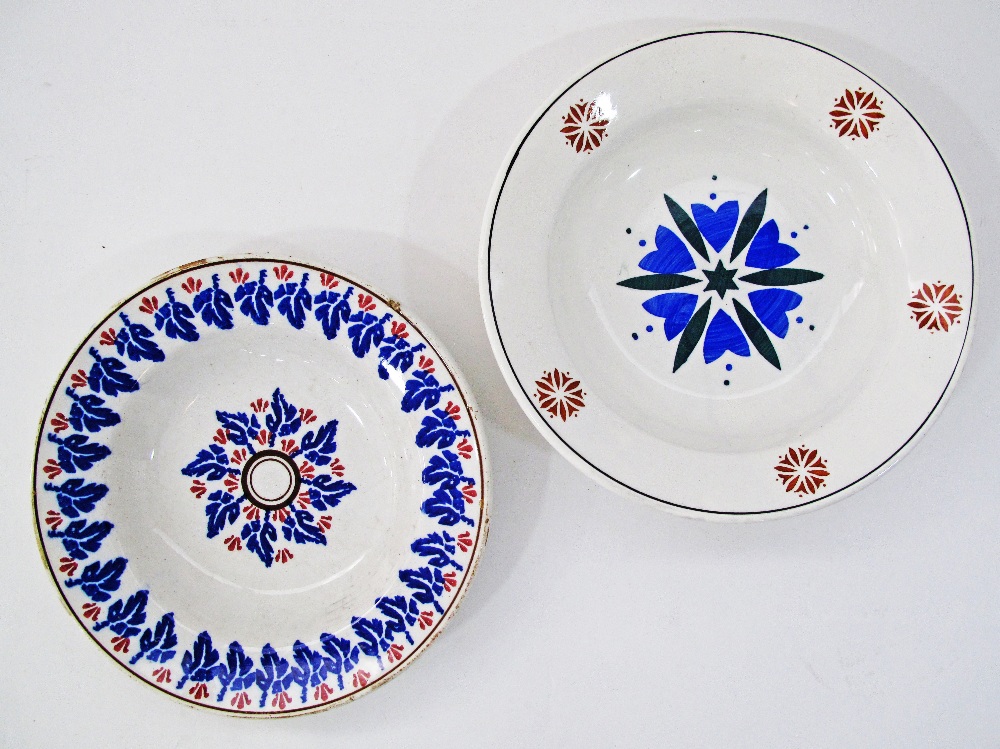 Two Italian hand decorated folk art provincial ceramic dishes circa late 19th century W23-24cm. (2)