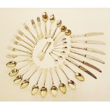 A collection of silver plated knives, forks, dessert spoons and tea spoons (37)