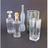 A collection of glass and crystal vases and decanters. (5)