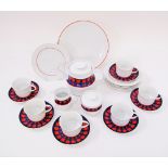 Thomas - German 70s porcelain tea service comprising 6 cups, 6 saucers, 5 cake plates, 1 serving