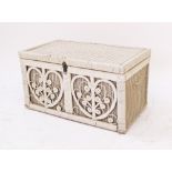 A white painted bamboo and wicker chest 85X46cm, H46cm.