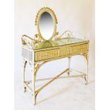 A white painted bamboo and wicker dresser with an oval mirror and two drawers. W102cm, D42cm,