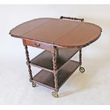 A mahogany three tier mahogany serving trolley, 102X68cm, H71cm or folded 48X68cm.