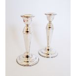 A pair of Cypriot Hallmarked silver 830 plain candlesticks, H20cm, weight 462g. (2)