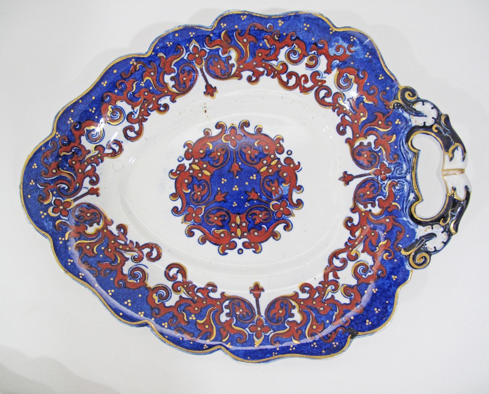 An English porcelain dinner set, decorated with transferprint blue, red and gold, pattern 2666. - Image 3 of 5