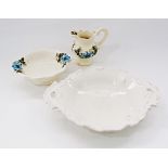 A collection of two English floral ceramics, a dish and a jar together with an Italian white