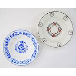 Two Hungarian Hollohaza hand decorated folk art provincial ceramic dishes circa late 19th / early
