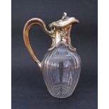A very Fine French gilded sterling silver mounted crystal pitcher by Videpied, Okermann, Poircuite &