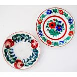 Two French hand decorated folk art provincial ceramic dishes circa late 19th / early 20th century,