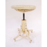 A white painted bentwood revolving stool, W35cm, adjustable height 47-60cm