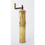 Ottoman Turkish brass mocha grinder / coffee mill, engraved brass grinder, c1930s. H30cm.