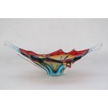 A vintage Murano multi coloured glass bowl. H12,5cm, W37cm.