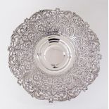 A Spanish silver plated reticulated rim bread basket. W28cm.