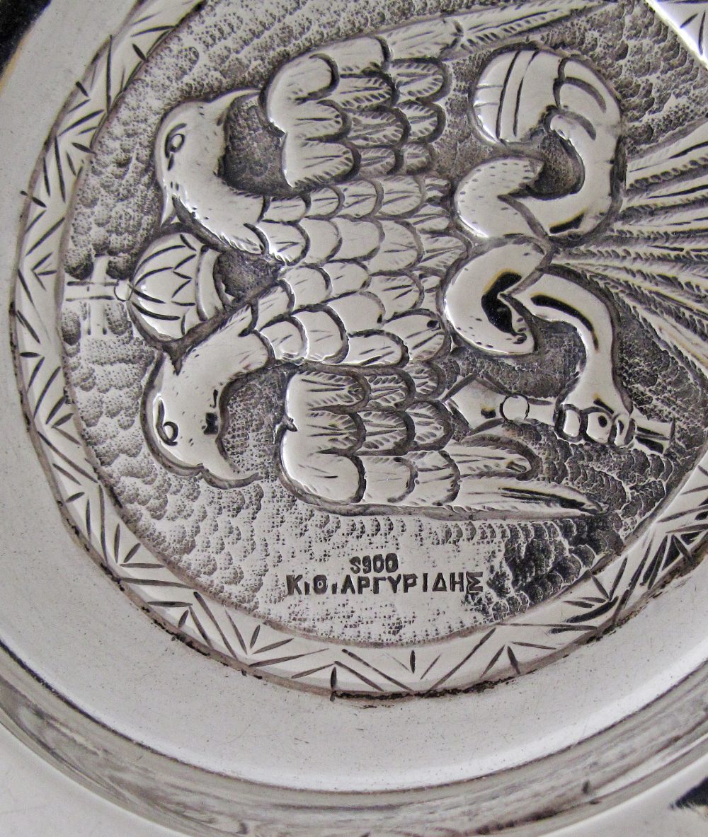 A Cypriot pair of silver ashtrays, Hallmarked Argyrides S900, W11cm, weight 108g - Image 3 of 3