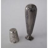 A French Hallmarked sterling silver thimble 6g with a donkey head, together with a white metal
