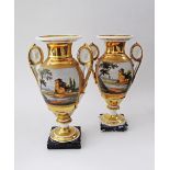 Paris Porcelain. A fine pair of French porcelain vases, c19th century, of classical form richly