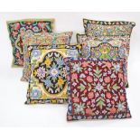 Six Asian embroidered cushions 40X40cm (6)