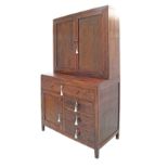 An early 20th century stained pine dresser / cupboard, probably English. Restored. W104cm, D52cm,