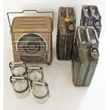 Vintage Rippingilles Paraffin Kerosene Oil Heater with bottles, W40cm, together with three pressed