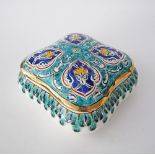 An Islamic style porcelain box and cover, decorated in the Isnik / Kutahia style - 18X18X9cm (2)