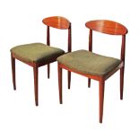 A pair of vintage Danish style chairs, upholstered in green fabric, W45cm, H75cm. (2)