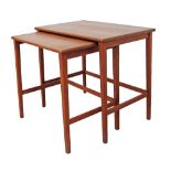 Danish style nest of two teak side tables the largest H48cm, 51X35cm