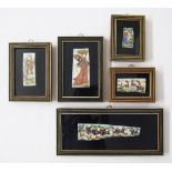 A collection of Persian school of Isfahan, miniature paintings on ivory, one with signature,