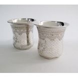 French Hallmarked silver and engraved beakers.