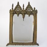 A French bronze table mirror c19th century. H30cm, W22cm.