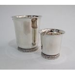 French Hallmarked silver footed beakers / kiddush cups.